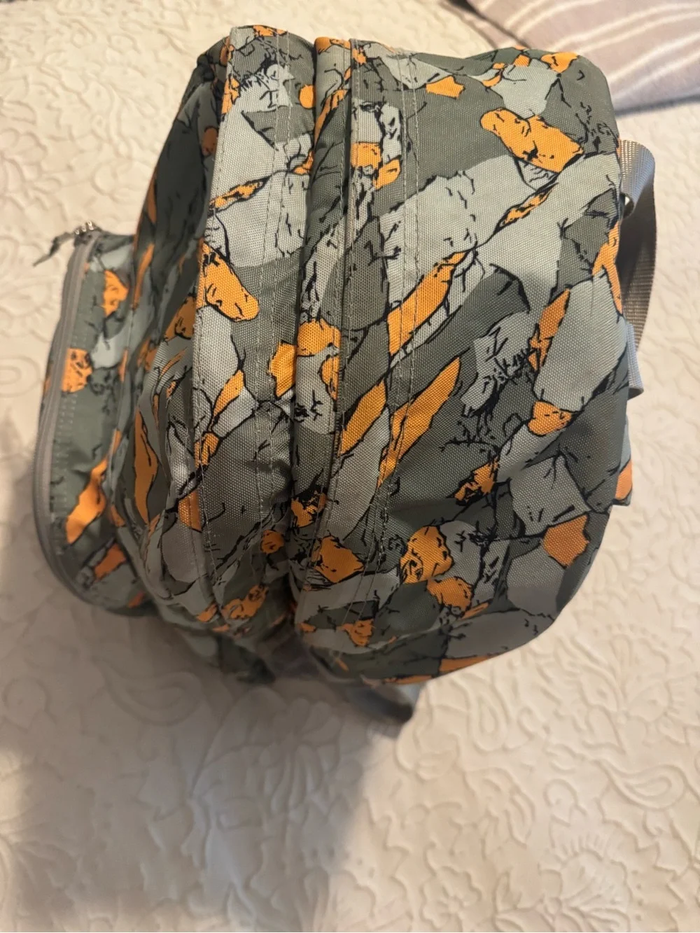 L.L. Bean Green & Orange Patterned Backpack